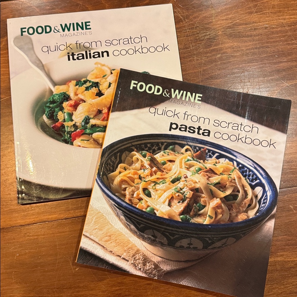 Food & Wine Set of 2 Cookbooks Softcover Quick From Scratch Pasta Italian